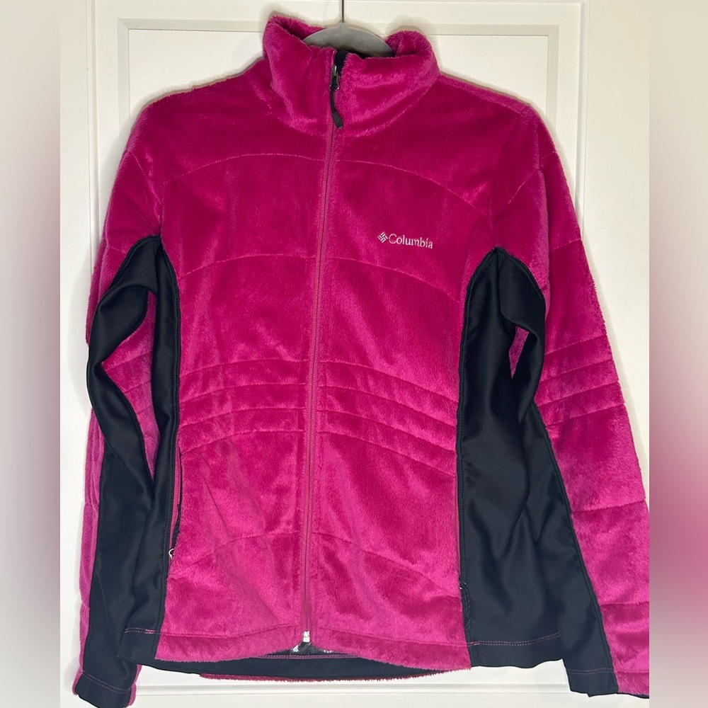 Columbia women’s thermal fleece jacket size medium, pink and black